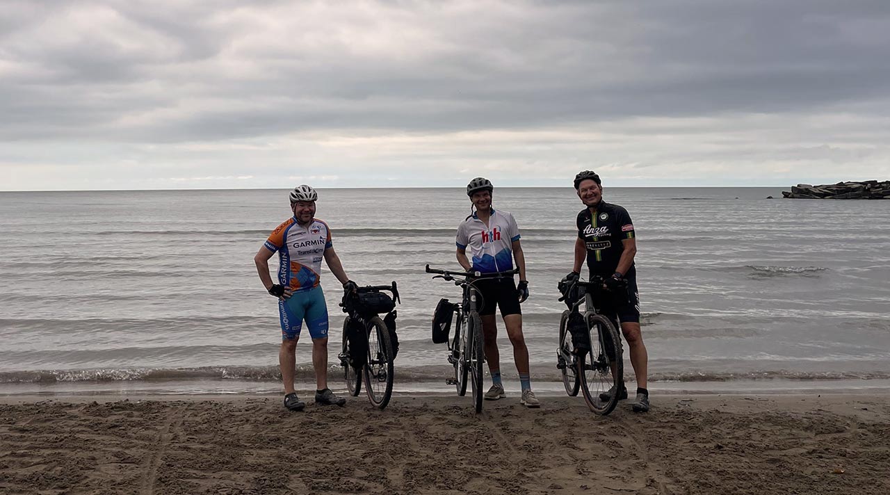 Dipping our tires in Lake Erie