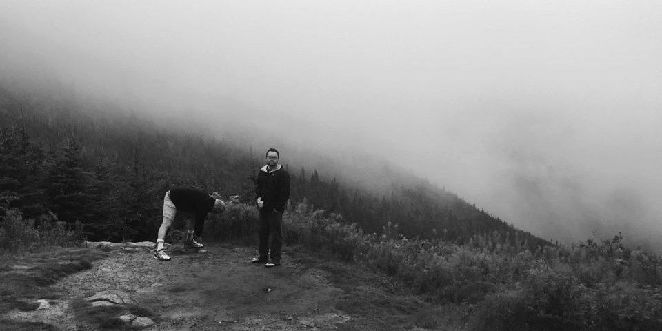 Morning stretches, Galehead Hut