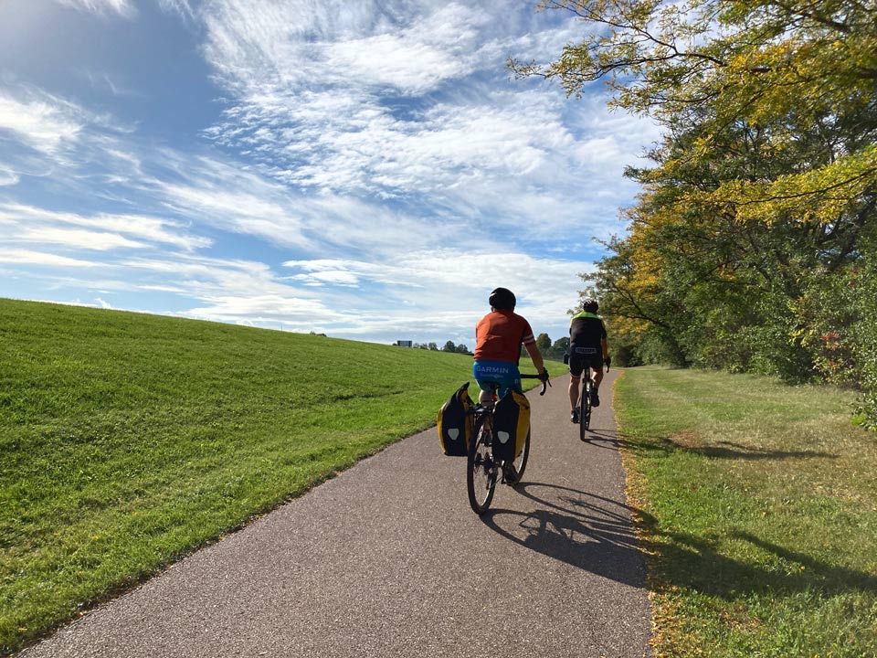 Riding up a hill