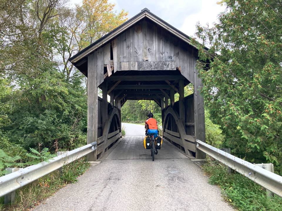 Going over a covered bridge