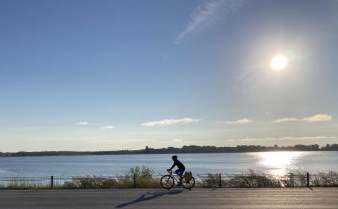 Cycling the Champlain Bikeway near Rouses Point